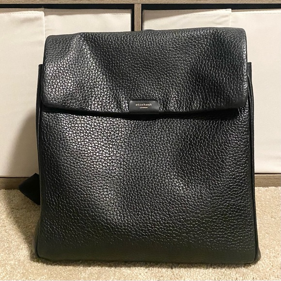 Storksak Black Leather Diaper Bag - Picture 2 of 6